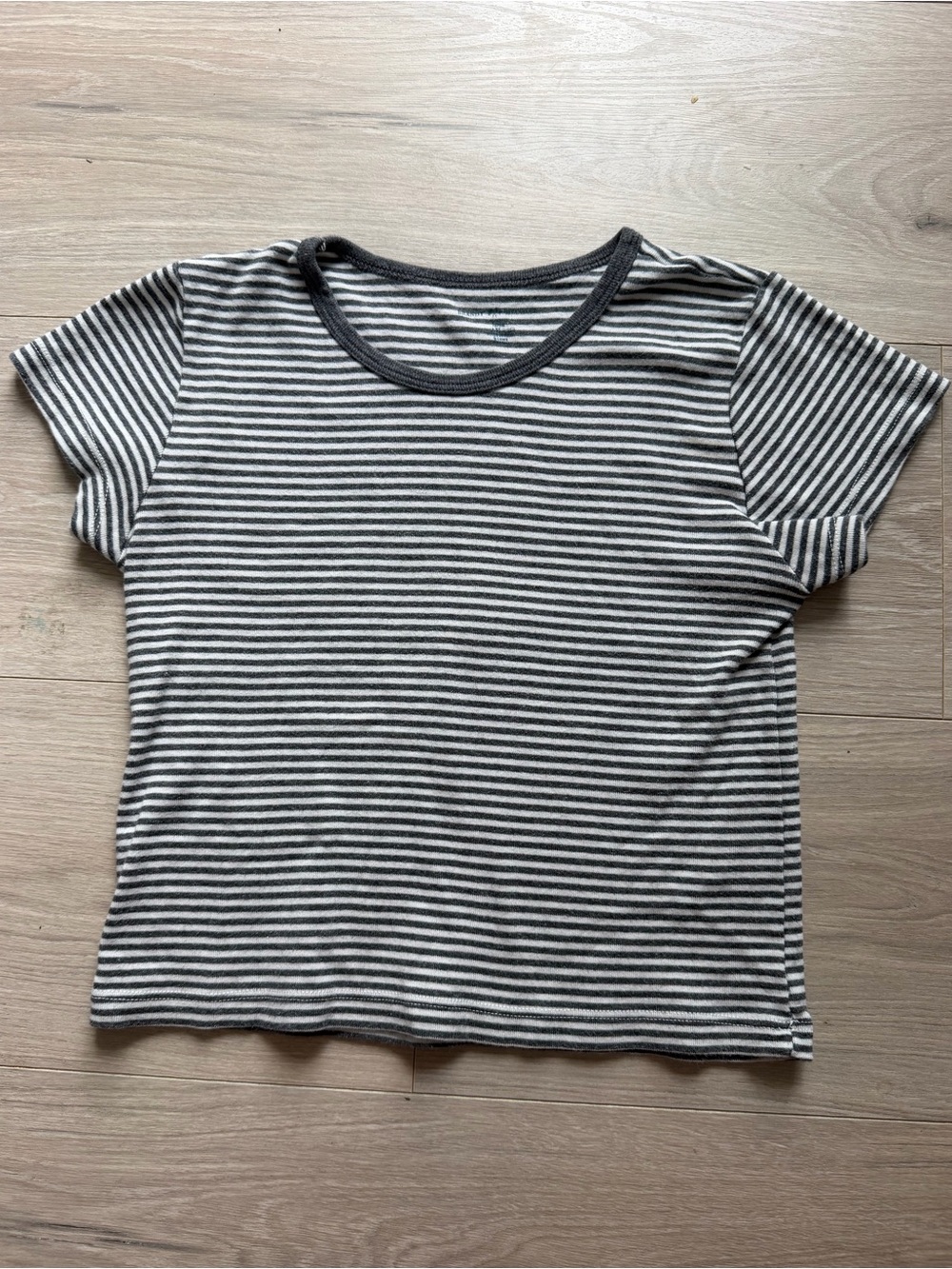 Brandy Melville Striped Black and White Cropped T Shirt